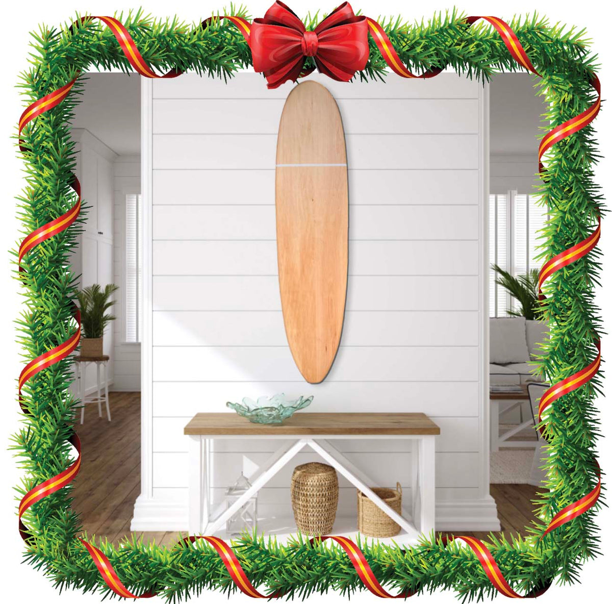 Decorative Surfboard Wall Art for a Surf Decor. Wooden Surfboard Decor