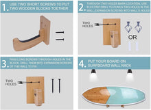 Load image into Gallery viewer, surfboard wood wall arm rack to display surfboard
