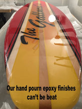 Load image into Gallery viewer, Surfin&#39; USA Decorative Surfboard Wall Art American Flag - Tiki Soul Coastal Surfboard Decor
